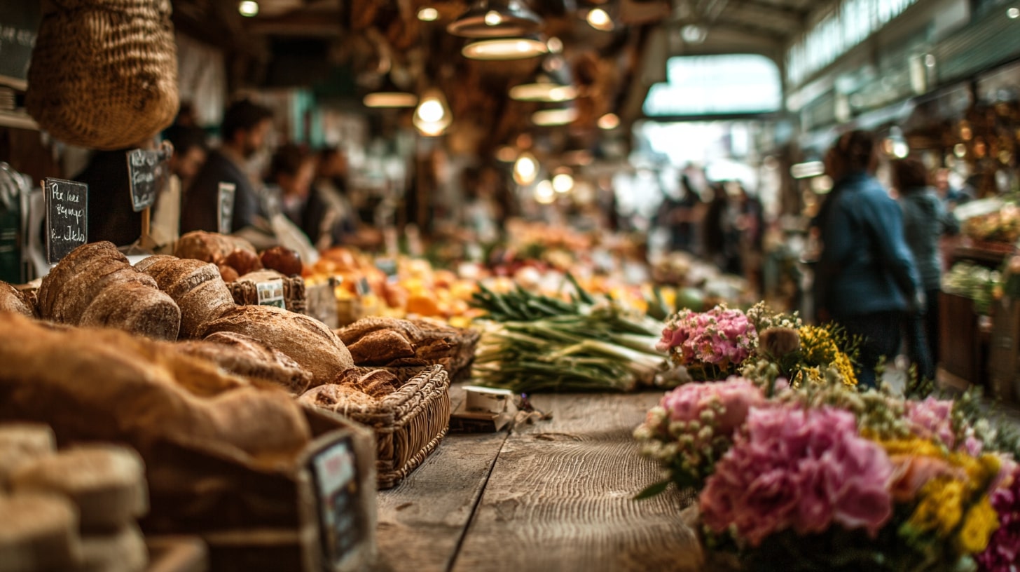Scènes de vie locale au marché du samedi matin à Tours